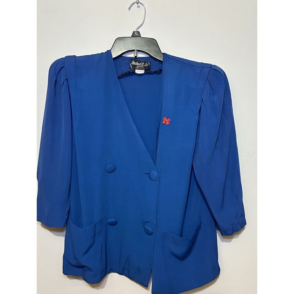 Vintage y2k Michael‎ B Ltd Blue Boxy Blazer Shoulder Pads Size S/M